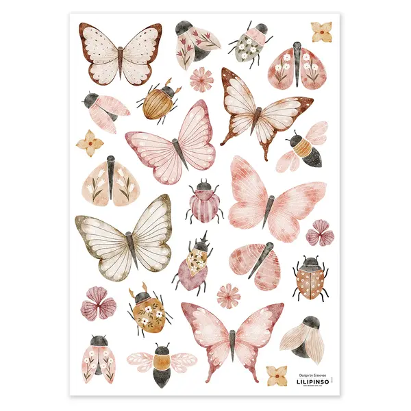 Lilipinso Lilipinso muursticker kinderkamer Coccinella vlinders en kevers