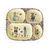 Rice melamine kinderbordje dieren print met vakjes Nathalie Lété roze