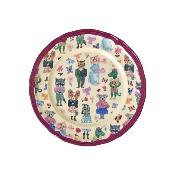 rice Denmark Rice melamine bord dieren print Nethalie Lété bordeaux