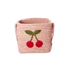 Rice opbergmand raffia kersen klein roze