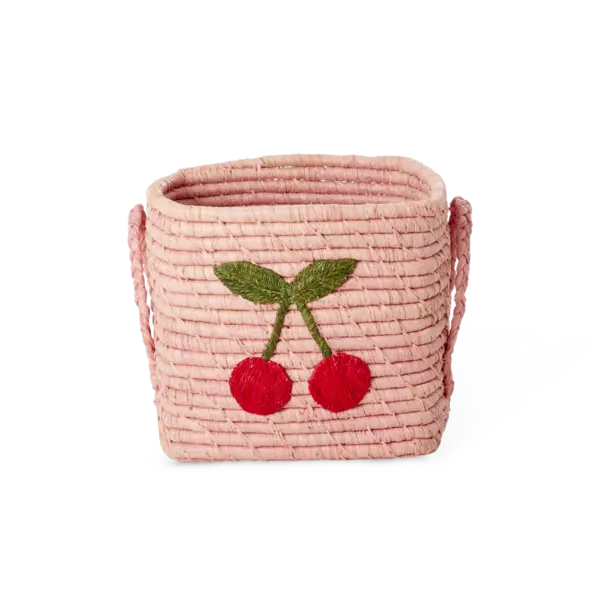 rice Denmark Rice opbergmand raffia kersen klein roze