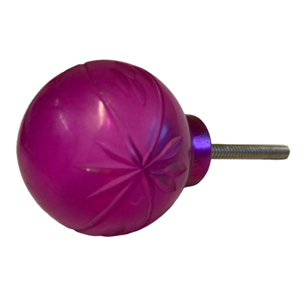  Deurknopje glas rond roze met relïef