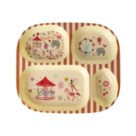 rice Denmark Rice melamine kinderbordje kermis print met vakjes roze