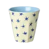 Rice melamine beker medium creme met blauwe sterren