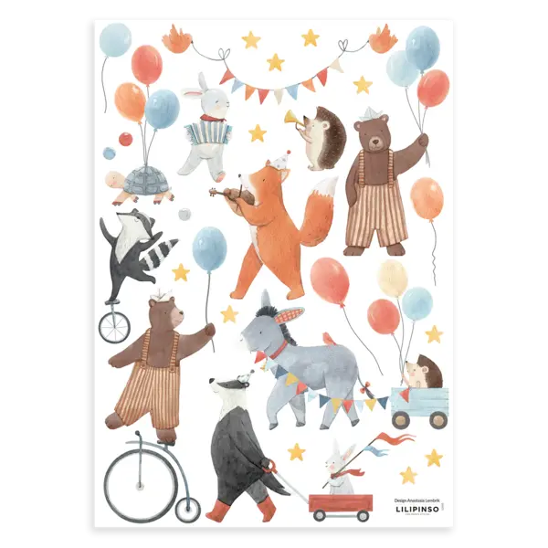 Lilipinso Lilipinso muursticker kinderkamer Gentle Friends dieren en ballonnen