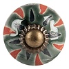 Clayre & Eef deurknopje porselein rond blauw met strepen patroon