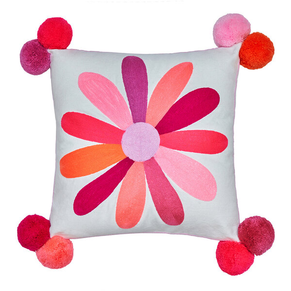 Bombay  Duck Bombay Duck kussen bloem met pompoms roze
