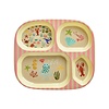 Rice melamine kinderbordje zeedieren Ocean Print met vakjes roze