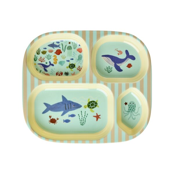 rice Denmark Rice melamine kinderbordje zeedieren Ocean Print met vakjes roze - Copy