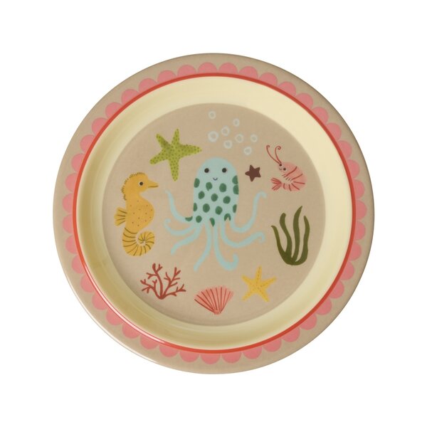 rice Denmark Rice melamine kinderbord Ocean print beige