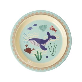 rice Denmark Rice melamine kinderbord Ocean print blauw
