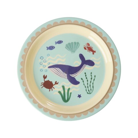 Rice melamine kinderbord Ocean print blauw