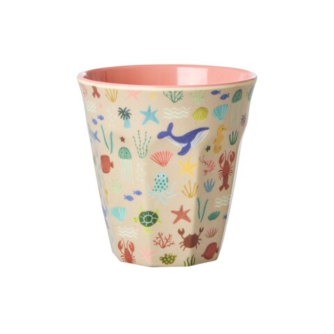 Rice kinerbeker medium Ocean print roze