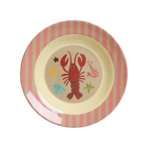 Rice melamine diep bord Ocean print roze