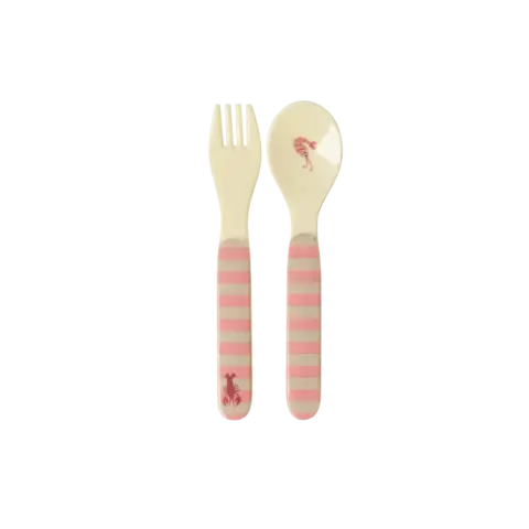 Rice melamine lepel en vork Ocean print roze