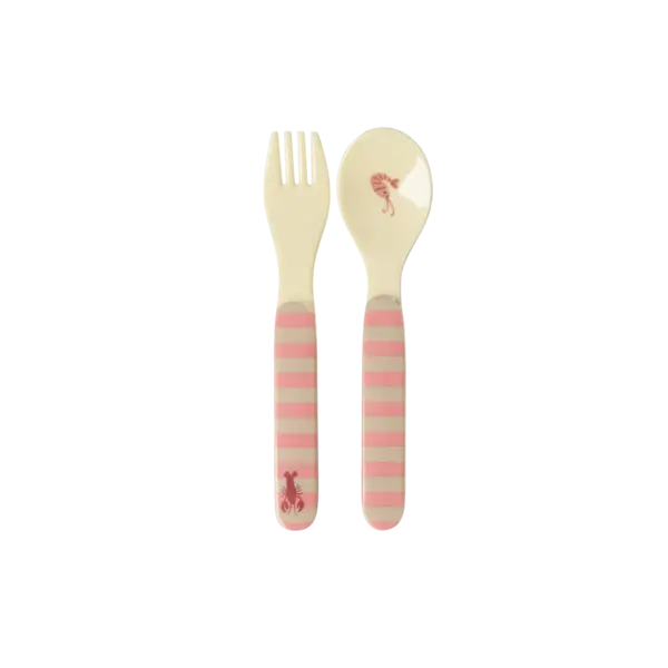 rice Denmark Rice melamine lepel en vork zeedieren Ocean print roze