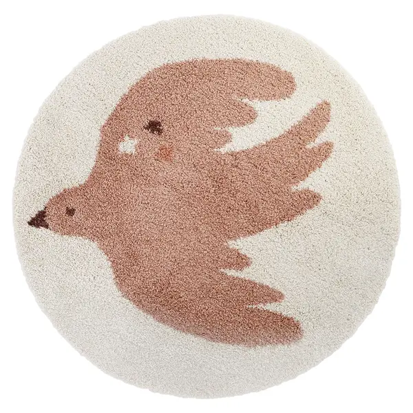 Nattiot Nattiot vloerkleed kinderkamer rond vogel Bohemian Bird roze/creme