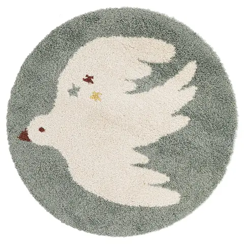 Nattiot kindervloerkleed vogel Bohemian Bird aqua/creme