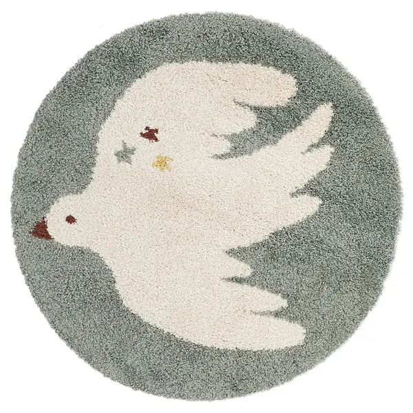 Nattiot Nattiot vloerkleed kinderkamer rond vogel Bohemian Bird aqua/creme