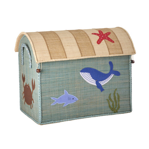 Rice speelgoedmand  met deksel Ocean walvis en haai