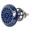 Clayre & Eef deurknopje rond blauw met bloemen patroon