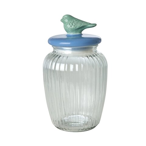 Rice voorraadpot vogel blauw groen groot