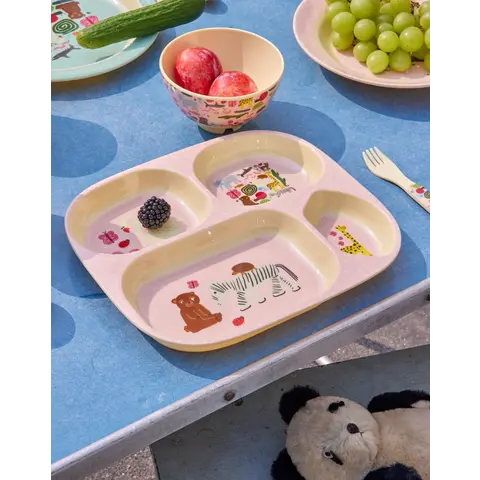 Rice melamine kinderservies Wildlife roze