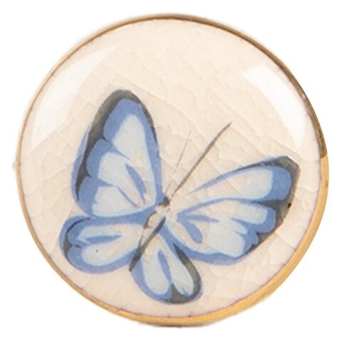 Kastknopje klein rond met blauwe vlinder