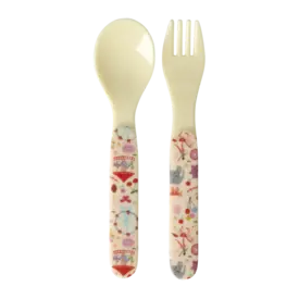 rice Denmark Rice melamine lepel en vork  Fun Fair roze