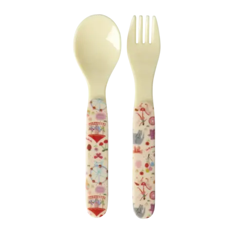 Rice melamine lepel en vork  Fun Fair roze