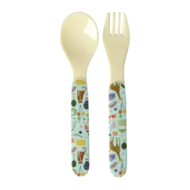 rice Denmark Rice melamine lepel en vork  Fun Fair blauw