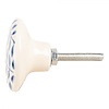 Clayre & Eef deurknopje rond creme met blauw bladeren motief