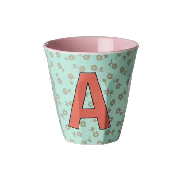 rice Denmark Rice melamine beker letter A bloemen groen roze