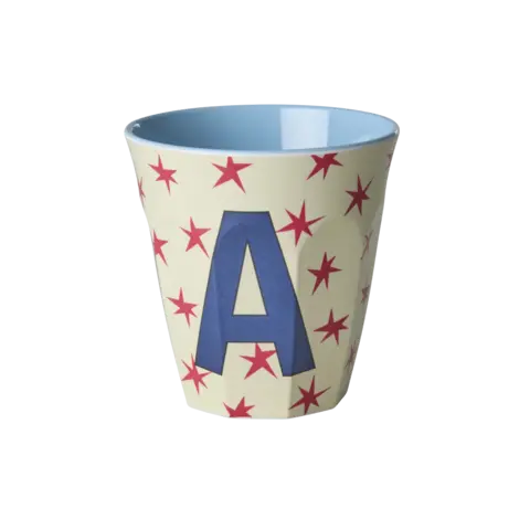Rice beker letter A sterren blauw rood