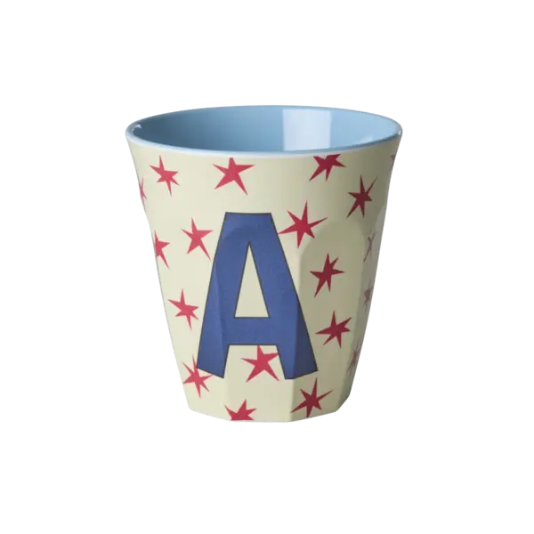 rice Denmark Rice melamine beker letter A medium sterren blauw rood