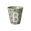 Rice melamine beker letter B medium sterren blauw groen