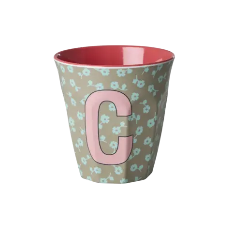 Rice alfabet beker letter C bloemen groen roze