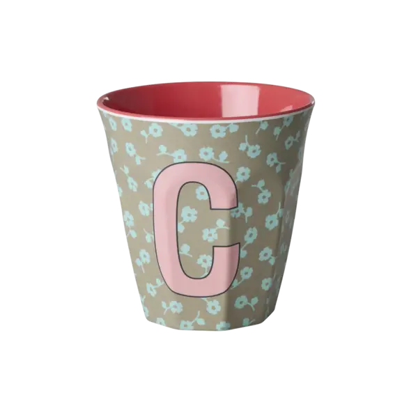 rice Denmark Rice melamine alfabet beker letter C bloemen groen roze