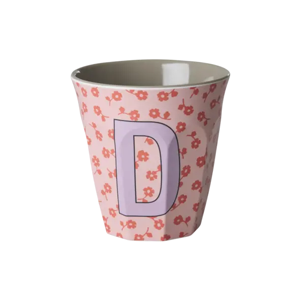 rice Denmark Rice melamine alfabet beker letter D bloemen paars roze