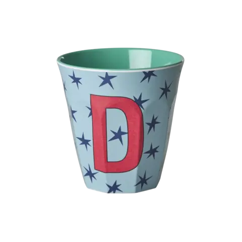 Rice alfabet beker letter D sterren blauw rood