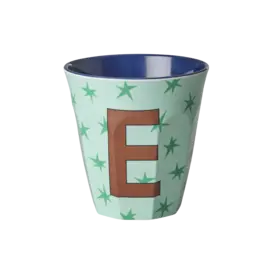 rice Denmark Rice alfabet beker letter E sterren blauw groen