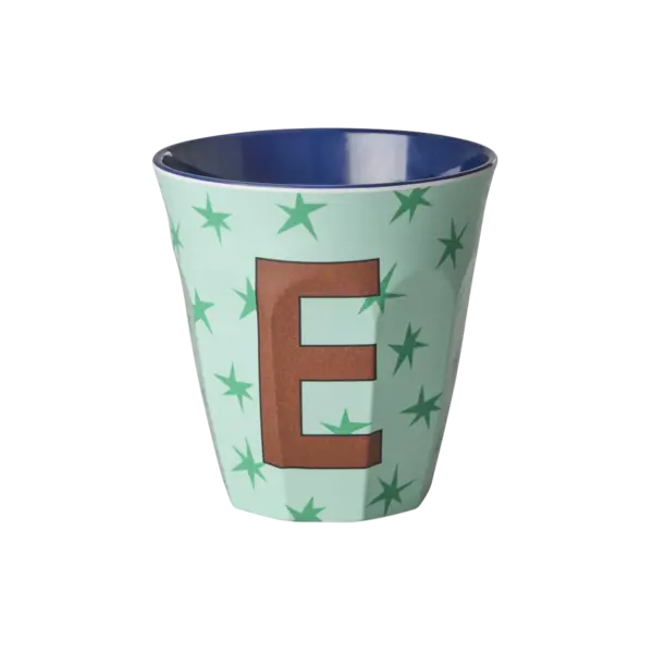 rice Denmark Rice melamine alfabet beker letter E medium sterren blauw groen