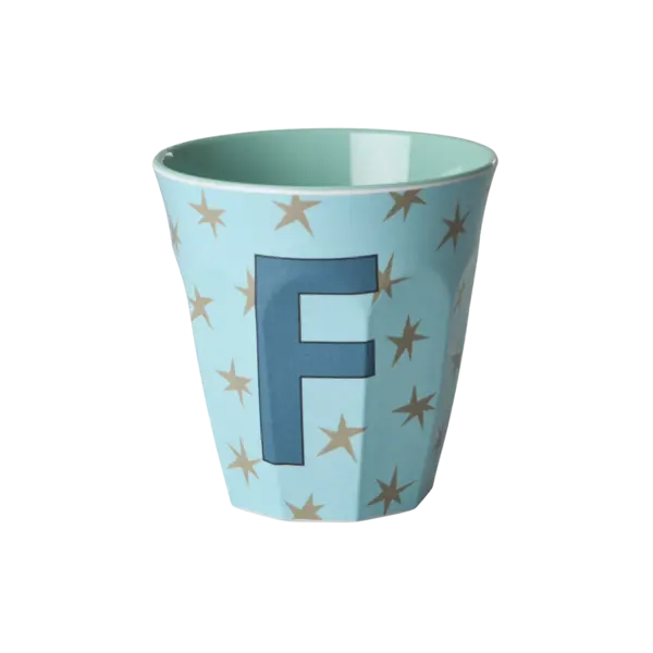 rice Denmark Rice melamine alfabet beker letter F medium sterren blauw groen