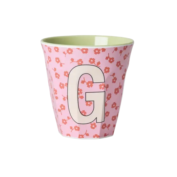 rice Denmark Rice melamine alfabet beker letter G bloemen roze groen