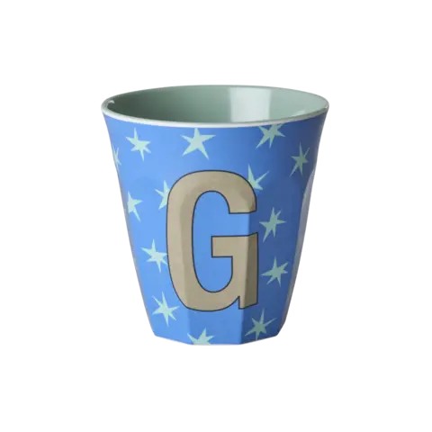 Rice alfabet beker letter G sterren blauw groen