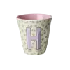 Rice melamine alfabet beker letter H bloemen paars groen