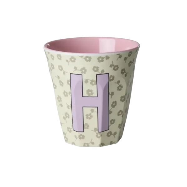 rice Denmark Rice melamine alfabet beker letter H bloemen paars groen