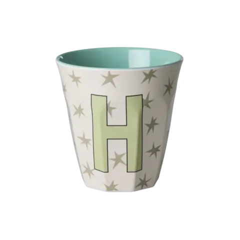 Rice alfabet beker letter H sterren groen beige