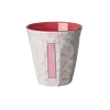 Rice melamine alfabet beker letter I roze creme