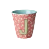 Rice melamine alfabet beker letter J roze groen